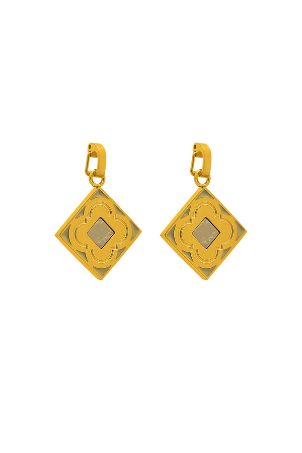 carisma Rock Quartz Logo Stone Pendant Earring Set