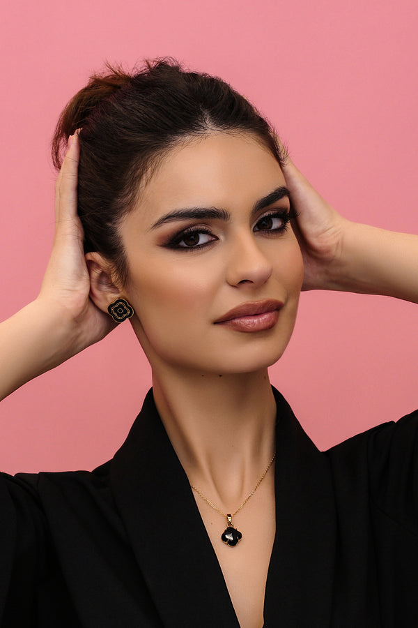 Carisma Rossi's Black Crystal Stud Earring Set