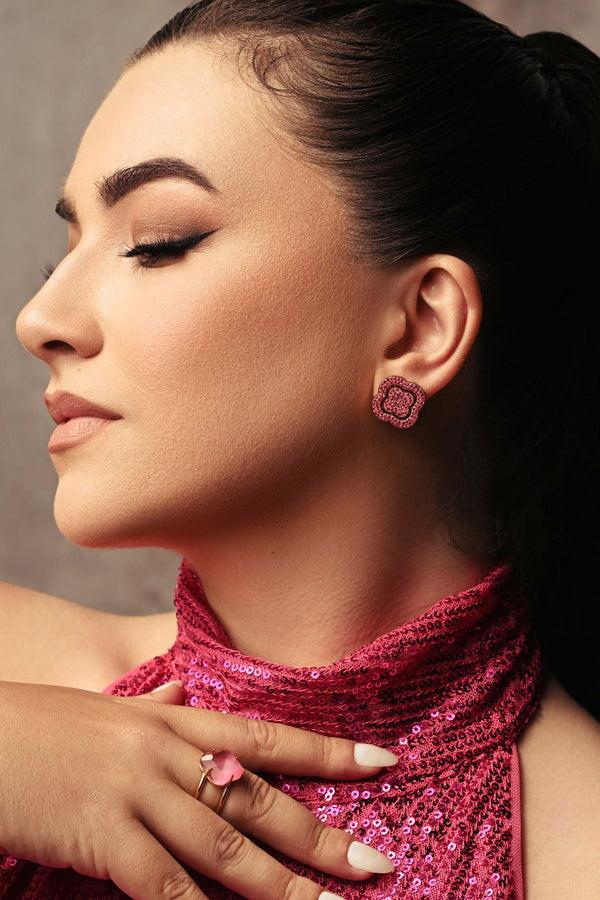 Carisma Rossi's Pink Crystal Stud Earring Set