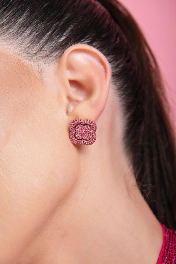 Carisma Rossi's Pink Crystal Stud Earring Set