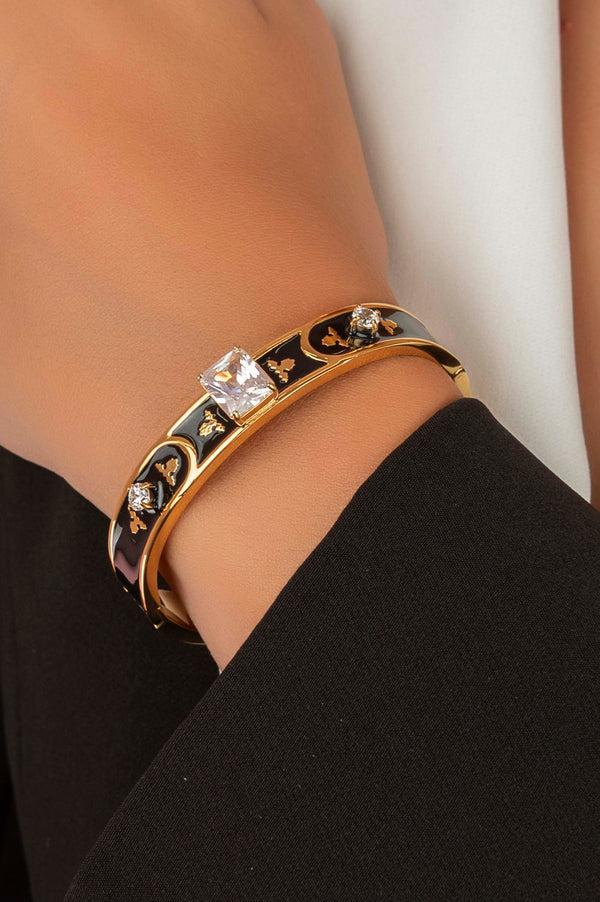 Carisma Royal Tile Black Enamel Bangle