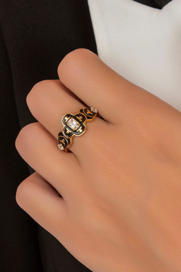 Carisma Royal Tile Black Enamel Ring