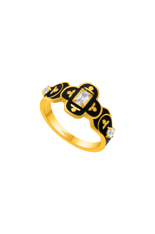 carisma Royal Tile Black Enamel Ring