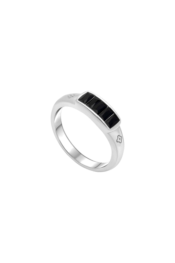 carisma Silver and Black Zirconia Ring