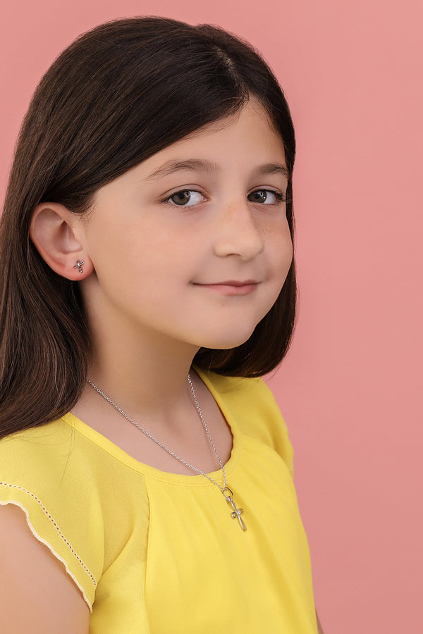 Carisma Silver Cross Stud Earring Set