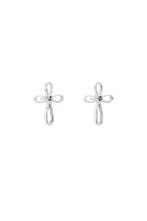 carisma Silver Cross Stud Earring Set