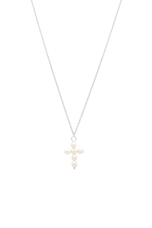 carisma Silver FreshWater Pearl Cross Necklace