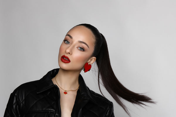 Carisma Stella's Oversized Red Enamel Earring Set
