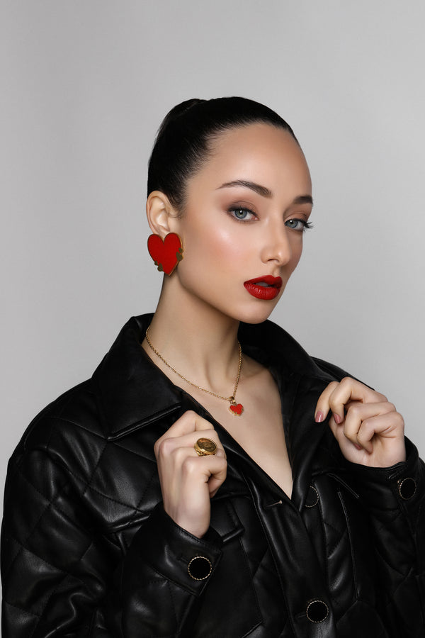 Carisma Stella's Oversized Red Enamel Earring Set