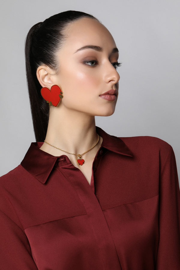 Carisma Stella's Oversized Red Enamel Earring Set