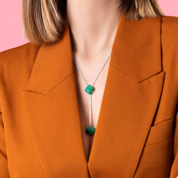 Carisma Stone Station Necklace Silver Coloured