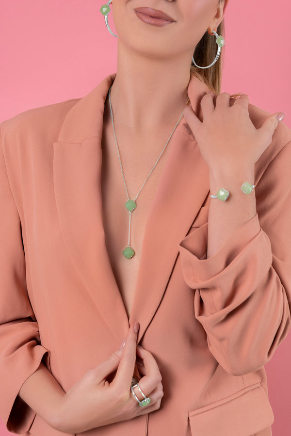 Carisma Stone Station Necklace Silver Coloured