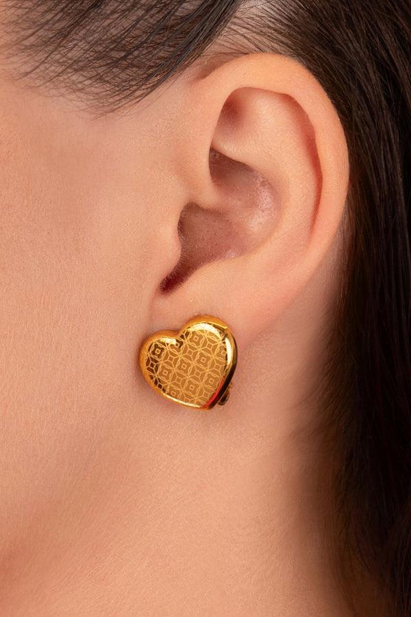 Carisma Tiled Heart Clip-On Stud Earring Set