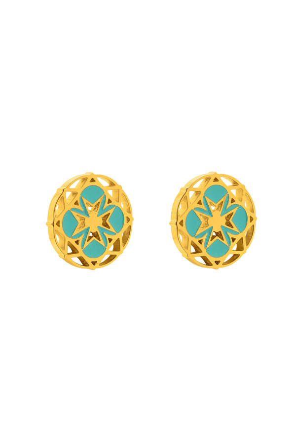 carisma Turquoise Maltese Cross Stud Earring Set