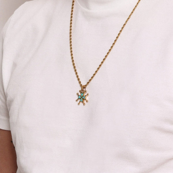 Carisma Turquoise Stone Maltese Cross Pendant