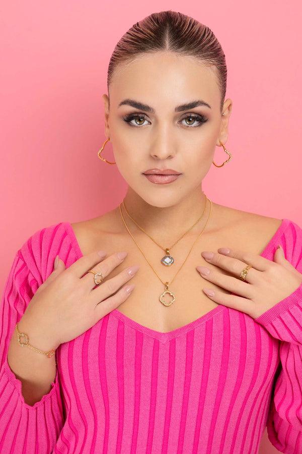 Carisma Von's Crystal Medium Hoop Earring Set