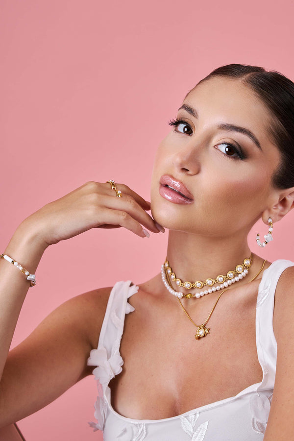 Carisma White Howlite Beaded Hoop Earring Set