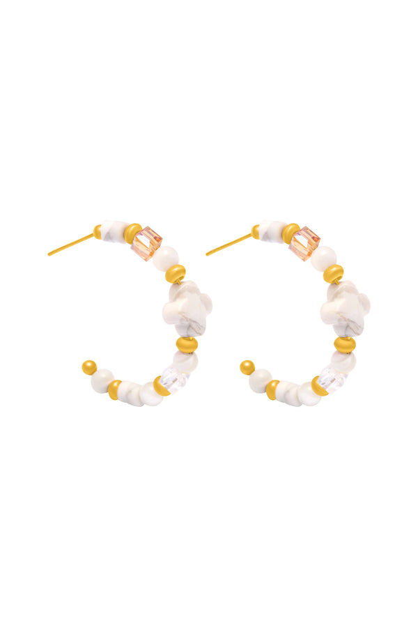 carisma White Howlite Beaded Hoop Earring Set
