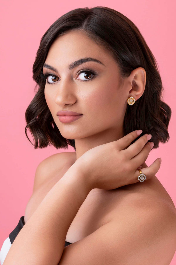 Carisma White Tile Zirconia Stud Earring Set