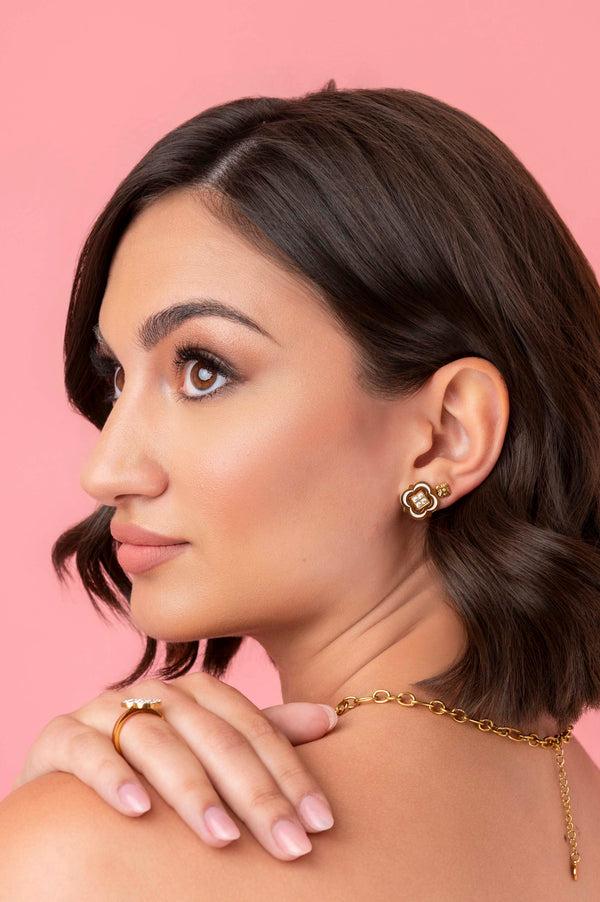 Carisma White Tile Zirconia Stud Earring Set