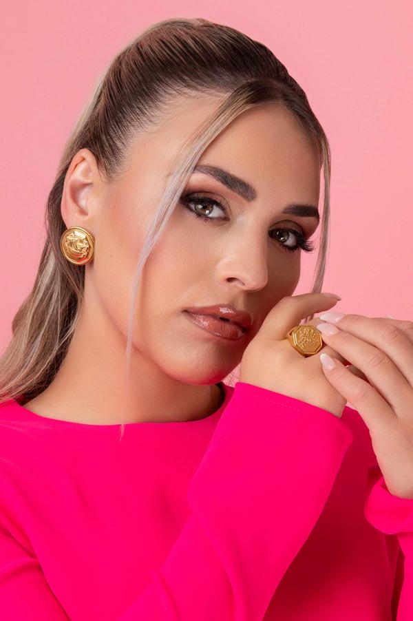 Carisma Xini Coin Statement Stud Earring Set