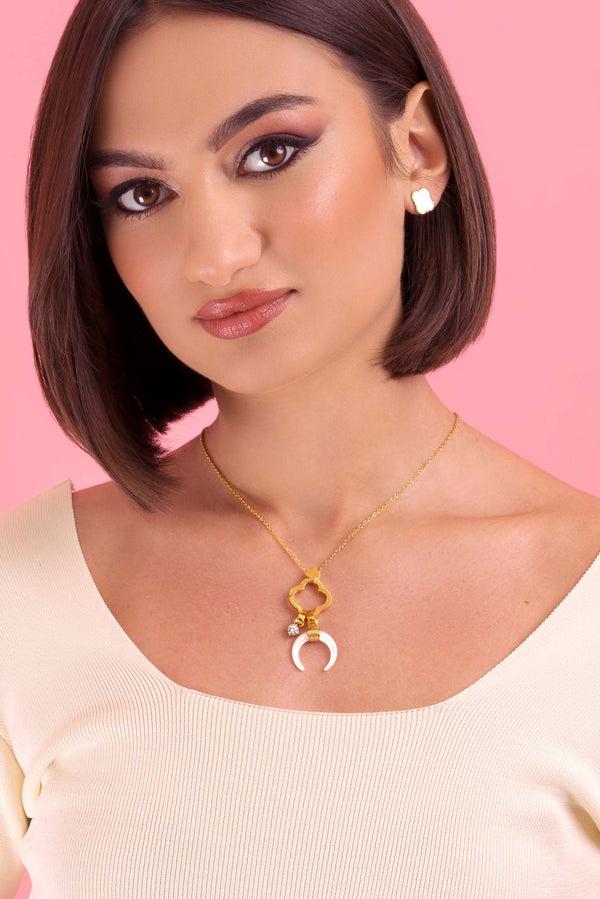 Carisma Crescent Mother Of Pearl Horn Charm Pendant