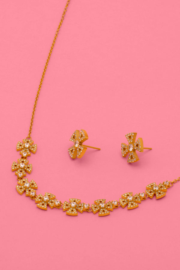 carisma Crystal Maltese Cross Choker & Stud Earring Set Gift Set