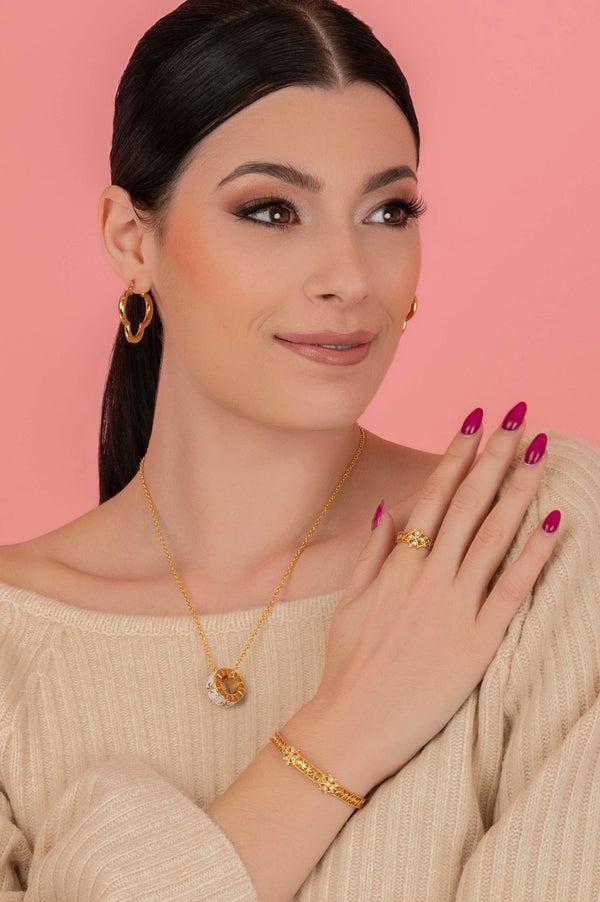 Carisma Crystal Maltese Cross Hollow Bangle & Ring Gift Set