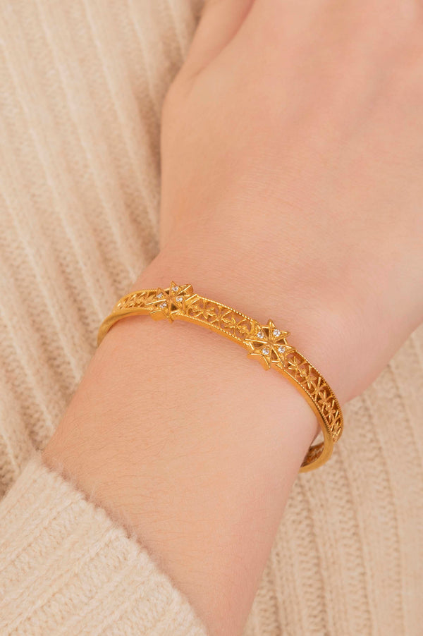 Carisma Crystal Maltese Cross Hollow Bangle & Ring Gift Set