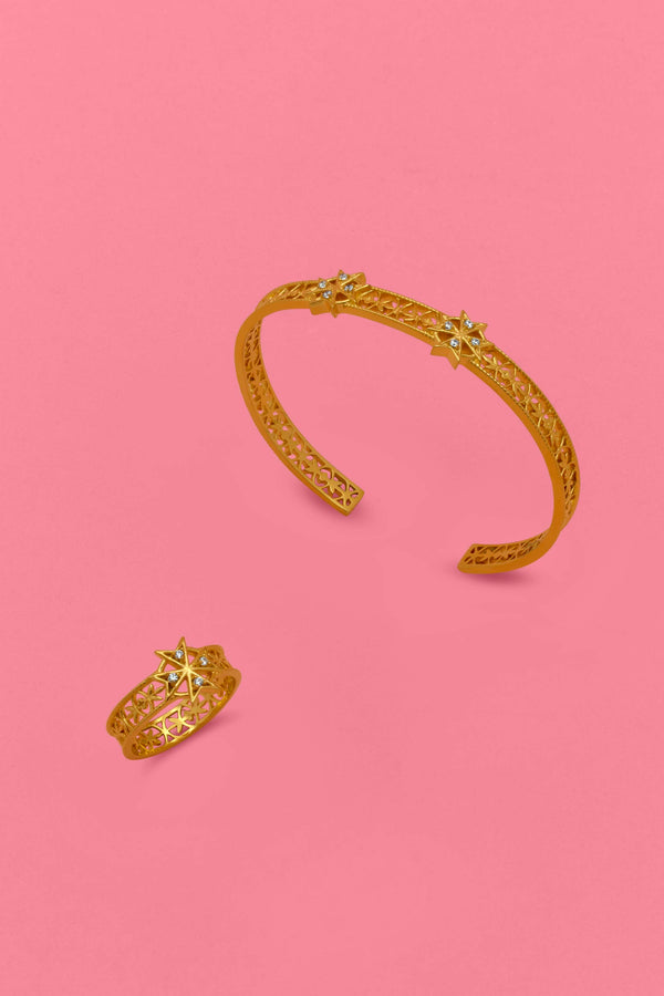 carisma Crystal Maltese Cross Hollow Bangle & Ring Gift Set