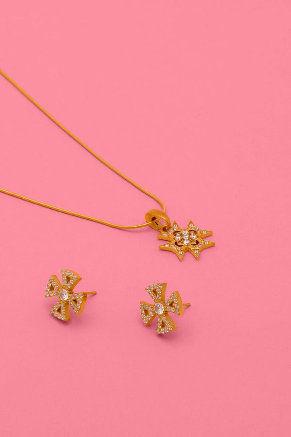 carisma Crystal Maltese Cross Pendant & Stud Earring Set Gift Set