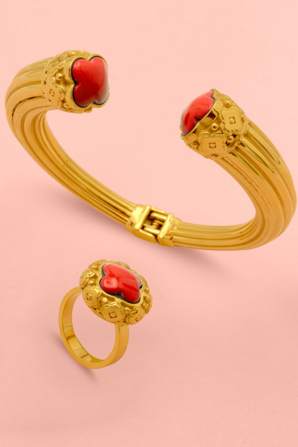 carisma Donatella's Coral Statement Bangle & Ring Gift Set