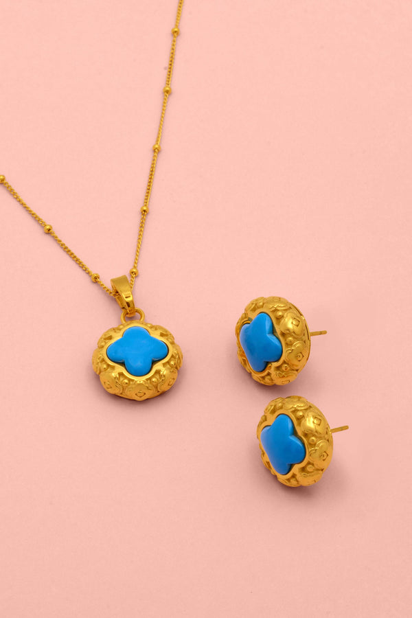 carisma Donatella's Turquoise Statement Stud Earring Set & Pendant Gift Set