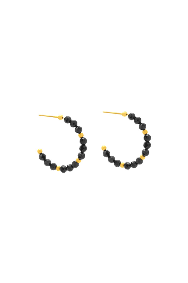 carisma Ebony's Black Zirconia Beaded Hoop Earring Set
