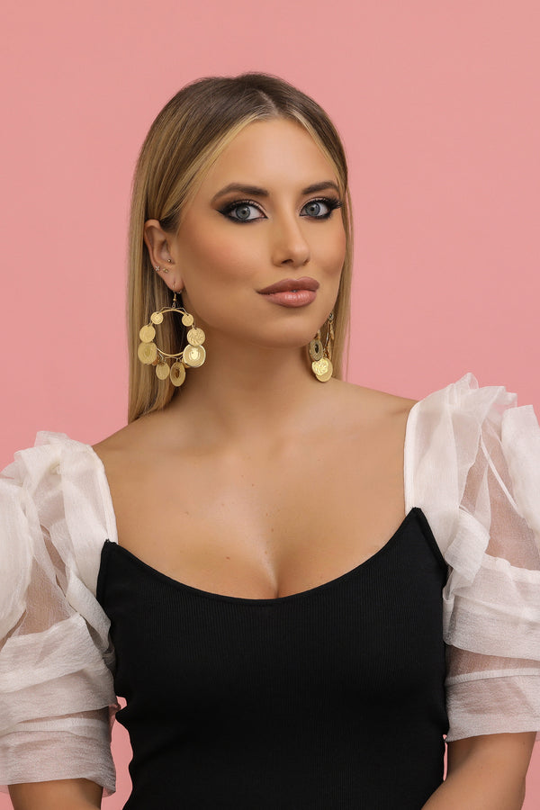 Carisma Elena's Petite 10 Coin Pendant Unique Hoop Earring Set