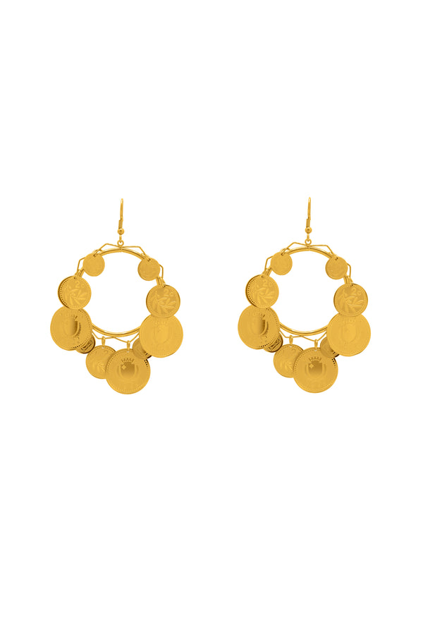 carisma Elena's Petite 10 Coin Pendant Unique Hoop Earring Set