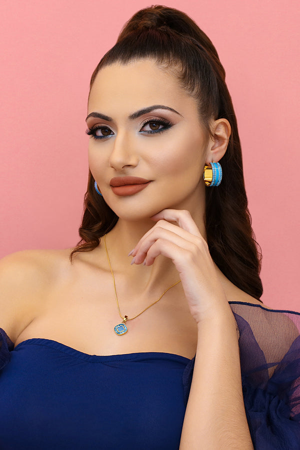 Carisma Faniello Blue Mother Of Pearl Hoop Earring Set