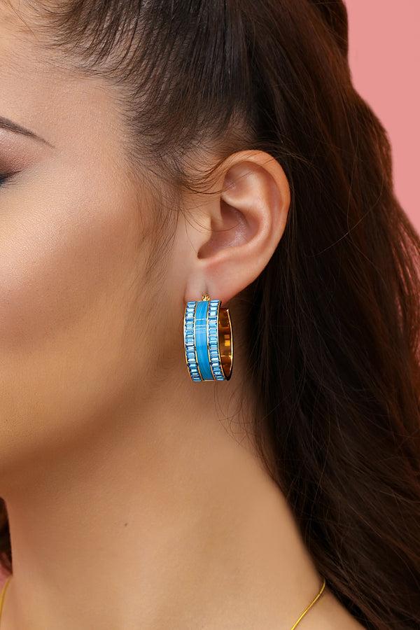 Carisma Faniello Blue Mother Of Pearl Hoop Earring Set