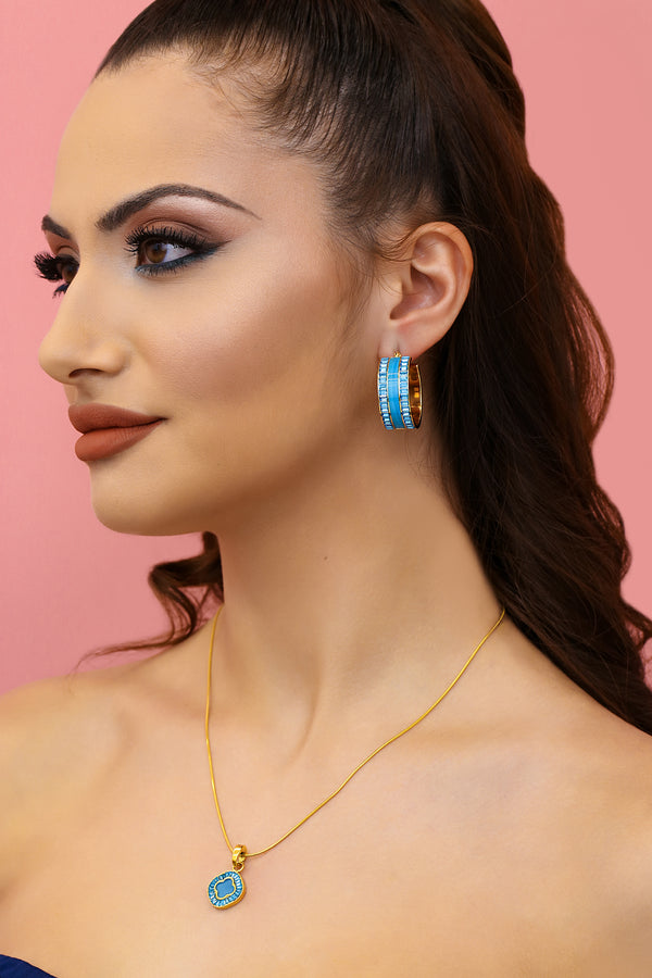Carisma Faniello Blue Mother Of Pearl Hoop Earring Set