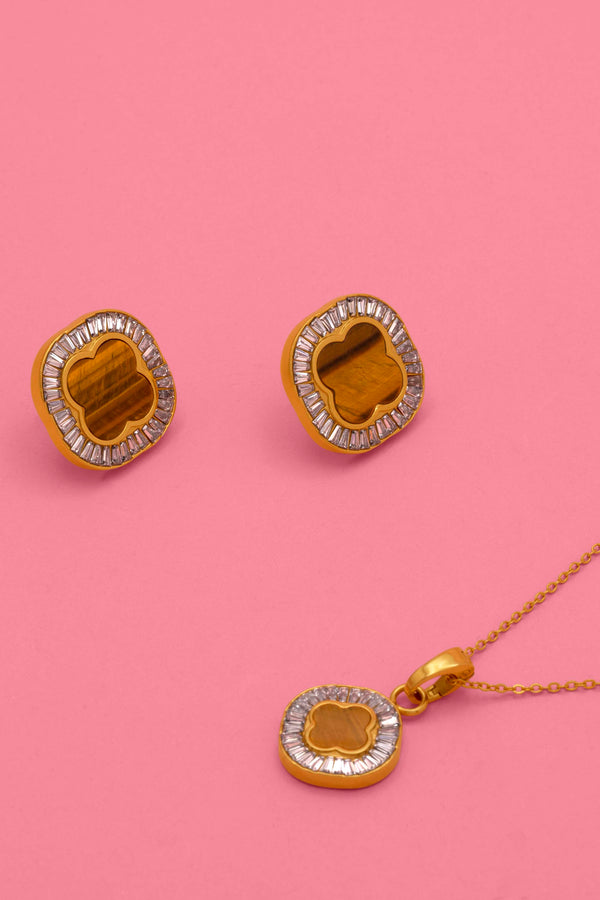 carisma Faniello Tiger Eye Stud Earrings & Pendant Gift Set