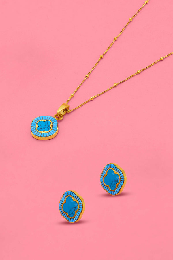 carisma Faniello Turquoise Marble Stud Earrings & Pendant Gift Set