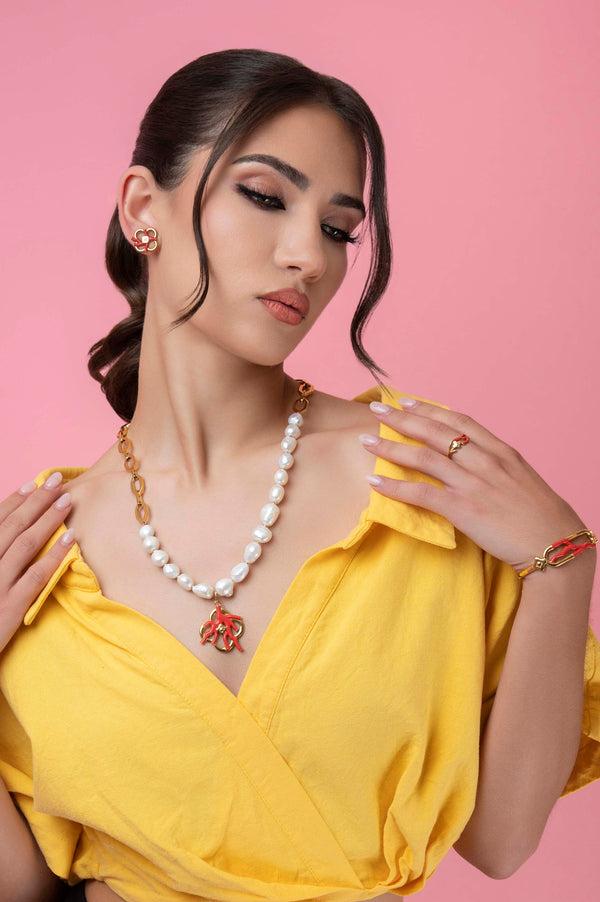 Carisma Faraglioni's Coral Reef Freshwater Pearl Statement Necklace