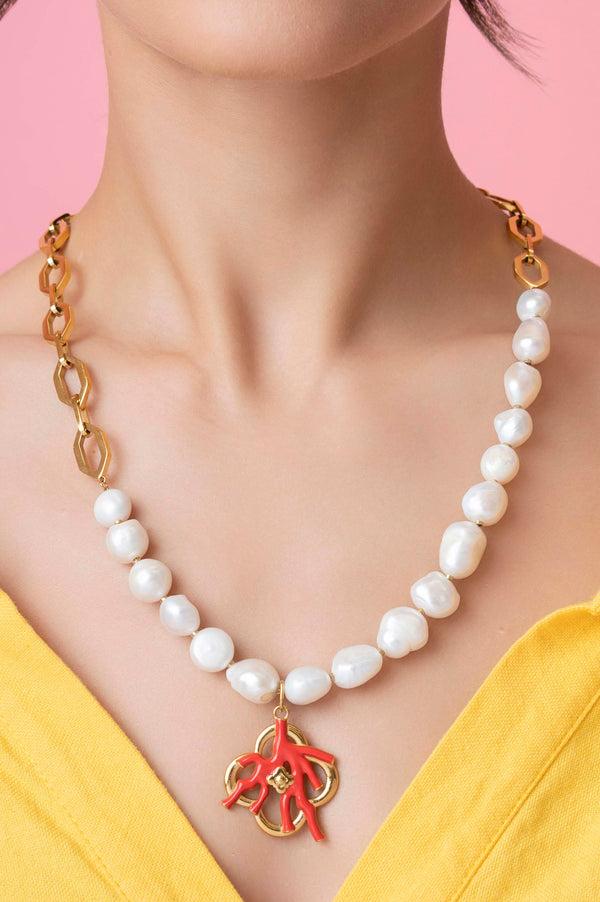 Carisma Faraglioni's Coral Reef Freshwater Pearl Statement Necklace