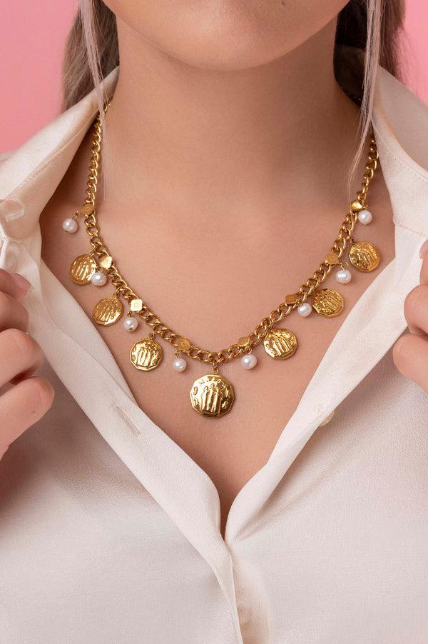 Carisma Fortitude Faith & Hope Coin Freshwater Pearl Charm Bracelet & Necklace Gift Set