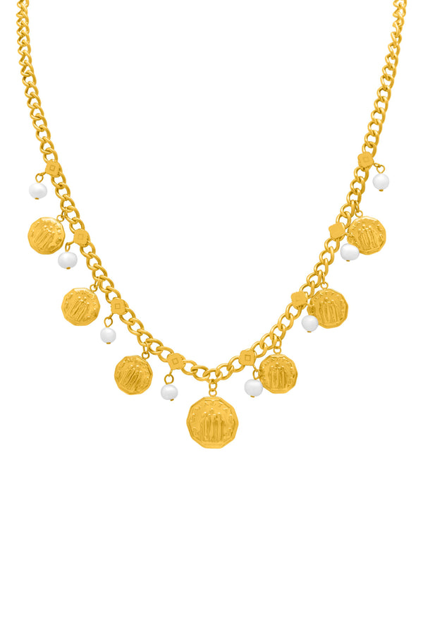 carisma Fortitude Faith & Hope Coin Freshwater Pearl Charm Necklace