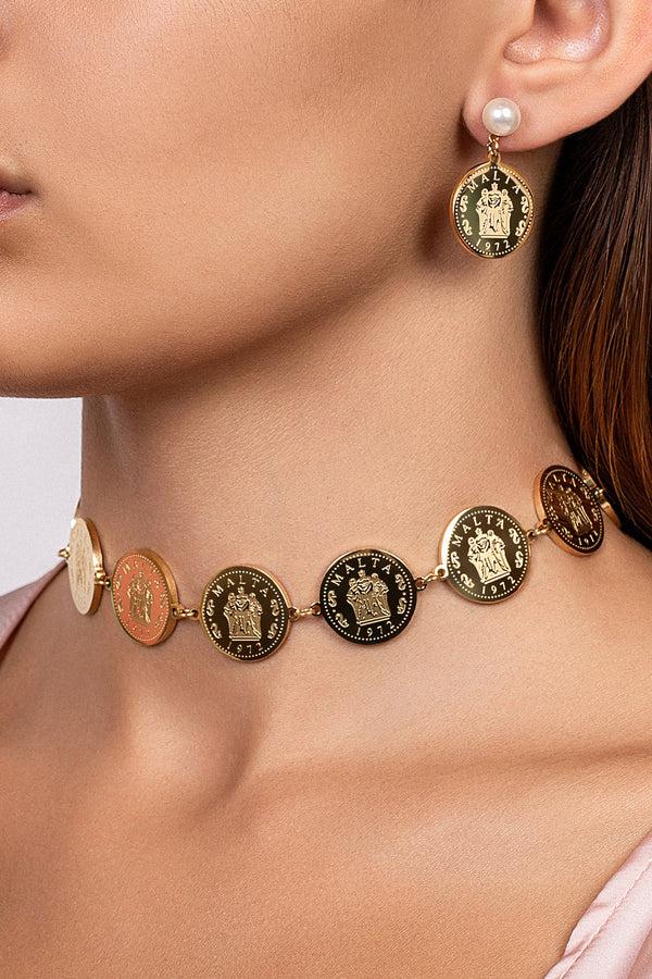 Carisma Fortitude Faith & Hope Coin Link Choker Necklace