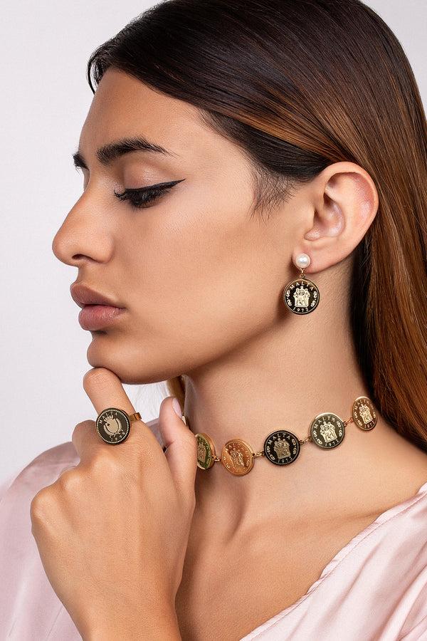 Carisma Fortitude Faith & Hope Coin Link Choker Necklace