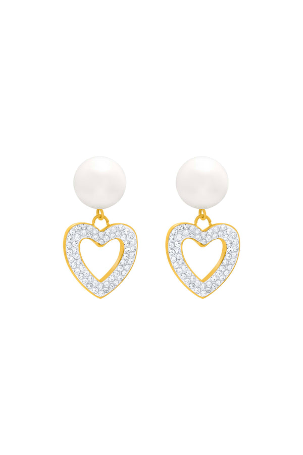 carisma Freshwater Pearl Heart Pavé Drop Stud Earring Set