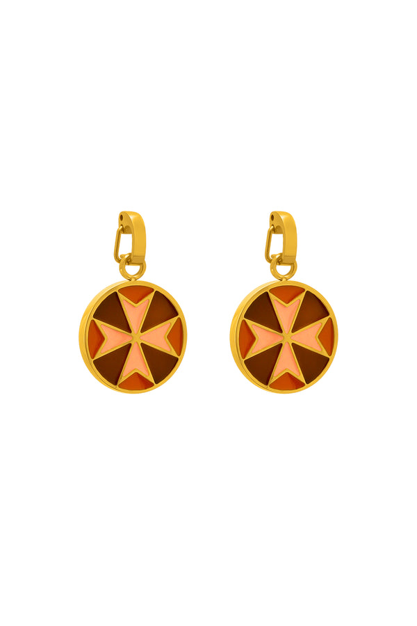 carisma Hazel Brown Maltese Cross Pendant Earring Set