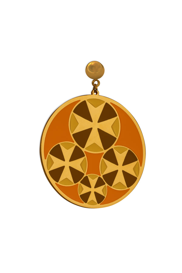 Carisma Hazel Brown Tetrad Maltese Cross Earring Set